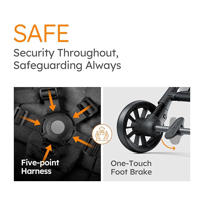 Lightweight Baby Strollers for Airplane, Ultra-Compact Travel Stroller, Light & Strong Portable Toddler Stroller with Carbon Fiber Frame and UPF 50+ Waterproof Canopy, Only 9.9 lbs, Black