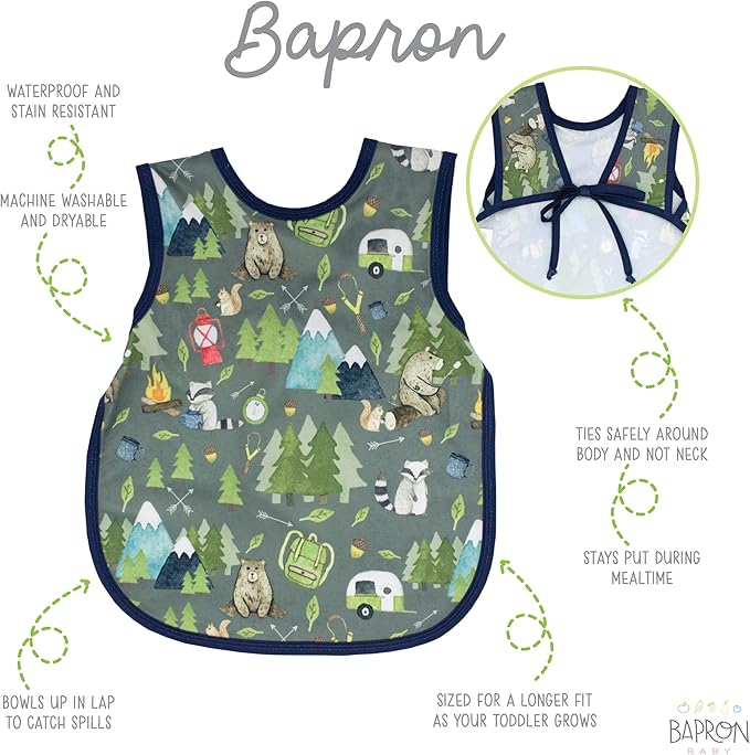 BapronBaby Animal Prints Bapron - No Neck Tie Safer Bib - Baby & Toddler - Soft Waterproof - PVC, BPA & Phthalate Free - 6m+