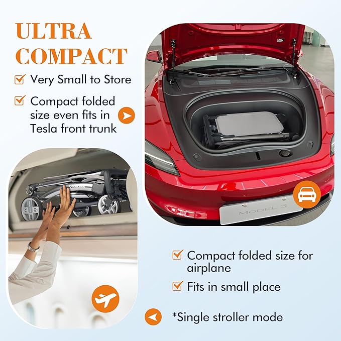 Beberoad Love R1 Auto-Folding Ultra Lightweight Double Stroller Twin Strollers, Side by Side Stroller for Babies and Toddlers Aged 6-36 Months, Only 23.5 lbs, Can Turn into Two Single Strollers
