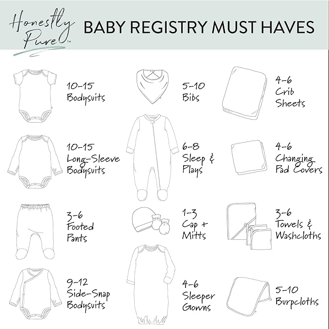 HonestBaby unisex-baby 3-pack Long Sleeve Side-snap Kimono Bodysuits Organic Cotton for Infant Baby Boys, Girls, Unisex