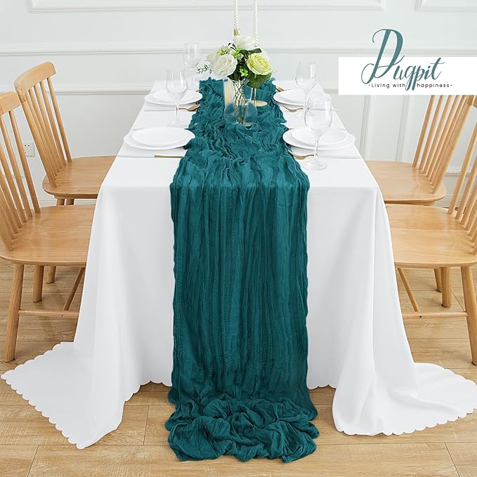 12Pack Teal Cheesecloth Table Runner 35 x 120 inch Cheese Cloth Table Runner 10FT Boho Table Runners Rustic Gauze Table Runners for Party Wedding Birthday Dining Bridal Shower Baby Shower Decor