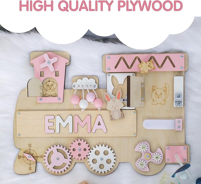 Customized Name Puzzle for Toddlers (Fixed I J Letters) Personalized Toddlers Busy Board, Baby Personalized Board for 1-5 Years Old, Montessori Toys (Pastel Girls)