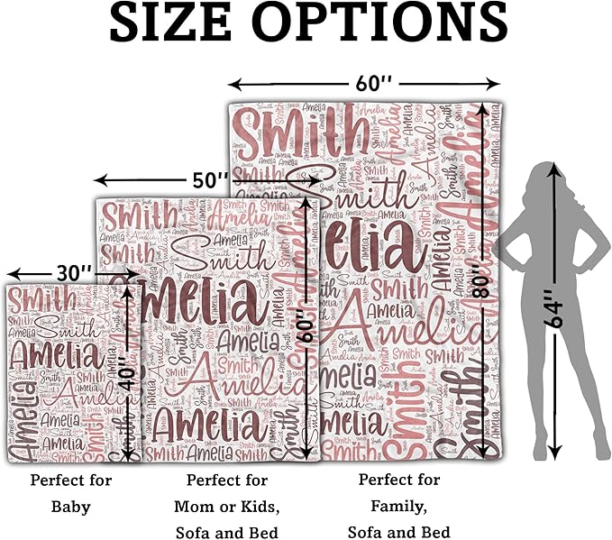 Arteaga Personalized Baby Blanket for Girls, Customized Word Art Name for Newborn, New Mom, Super Soft Plush Fleece, 30''x40'', King