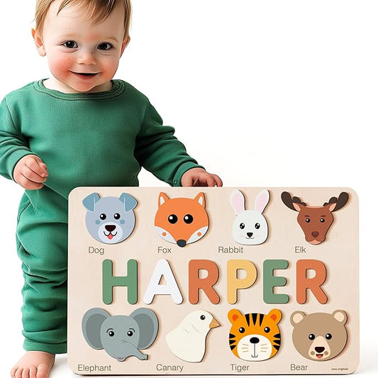 Custom Handmade Puzzles for Toddlers, Multi Color Scheme Options Wooden Name Puzzle, Easter Gifts, New Baby Gifts, Birthday Gift for Baby, Kid, Toddler, Toddler Toy
