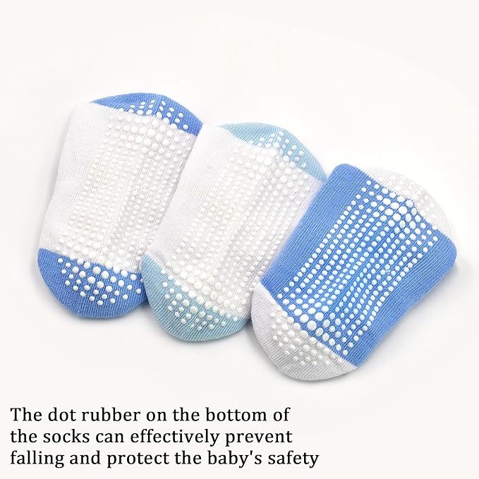 Tphon Toddler Baby Non Slip Ankle Socks with Grippers Kids Boys Girls Socks 12 Pairs for 0-7 Years Infant Children