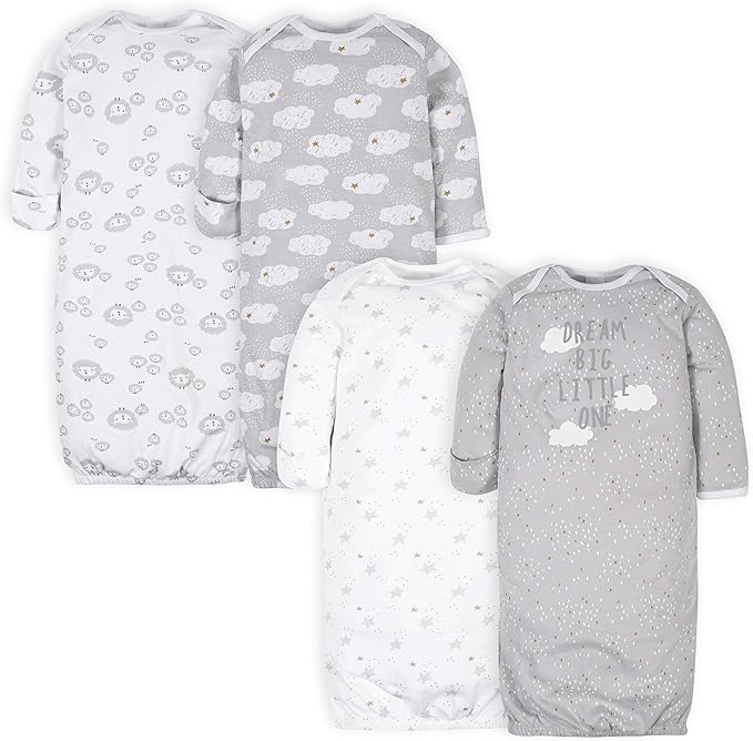 Gerber unisex-baby Baby Boy and Girls 4-pack Sleeper Gown