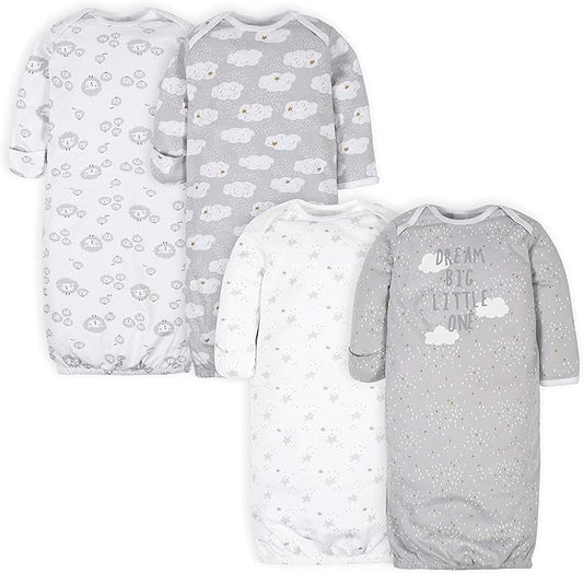 Gerber unisex-baby Baby Boy and Girls 4-pack Sleeper Gown