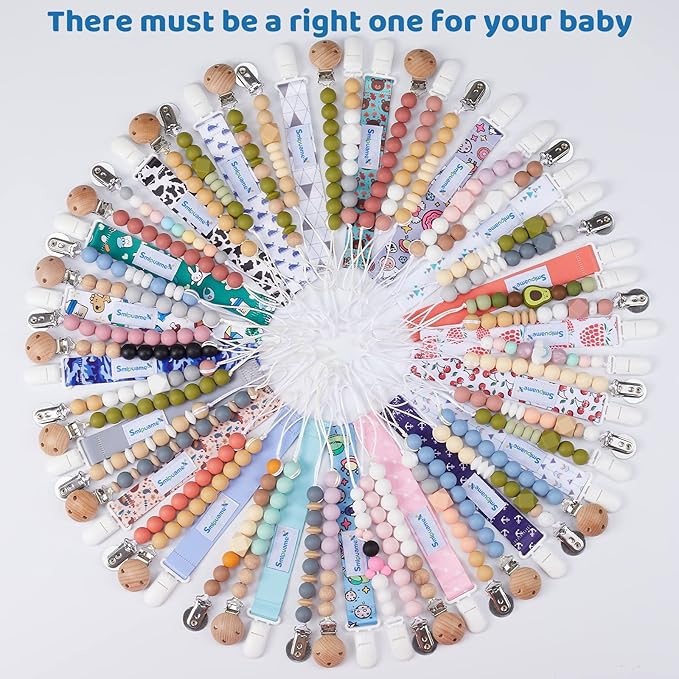 Smlpuame Pacifier Clip for Baby Boys Girl,6 Pack Stylish Binky Clips Strap,Paci Holder with Metal Clips Universal Lightweight Fits Most Pacifiers Teeher Toy,Baby Gifts(Boho & Leopard & Camo)