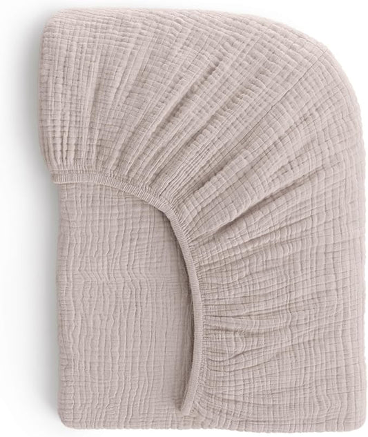 Muslin Crib Sheets, 100% Organic Cotton, Breathable and Ultra-Soft, Standard Crib Sheet Mattress (28"x 52") for Girls and Boys, Neutral Fitted Baby Crib Sheet (Elephant Gray)