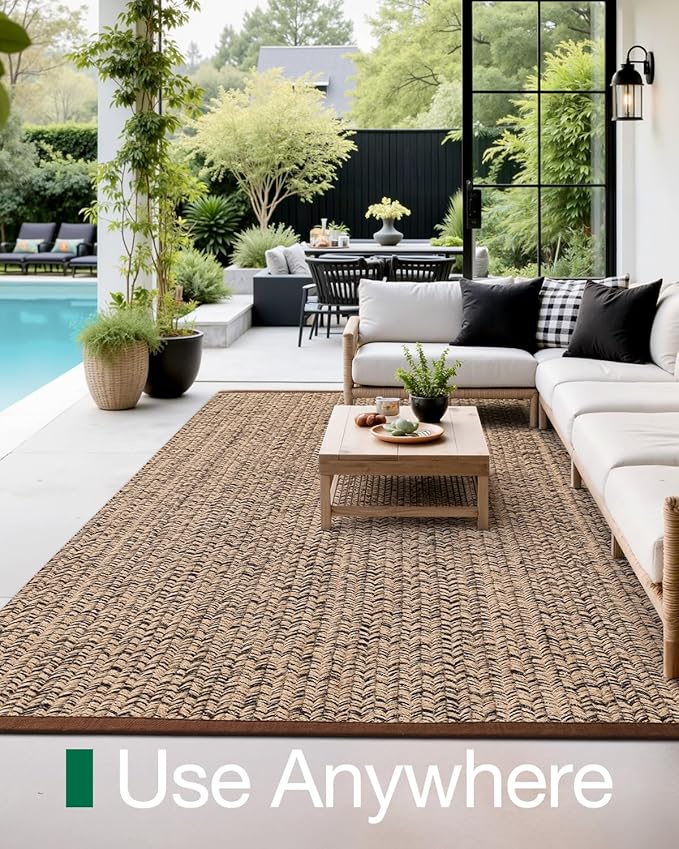 LUMI Jute Area Rug 5x8 for Living Room, Natural Handwoven Rugs Non Slip, Farmhouse Braided Carpets No Shedding for High Traffic, Dining Room, Indoor, Outdoor, Patio