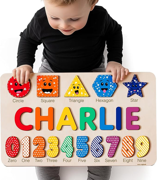 Puzzles for Toddlers Boy and Girl, Personalized Name Puzzle, Toy, Gifts for 0 1 2 3 Years Old, Baby Gifts, Baby Shower, Christmas, New Baby, 0 3 6 9 12 24 Months-TSCA,CPC Certified