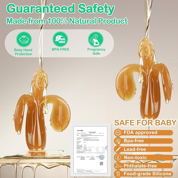 Food Feeder WAJIAYON 2 Pack Amber Oil Baby Teething Toys for Babies 0-6 Months, Baby teethers Toys 6 to 12 Months,Freezer BPA Free Soft and Textured Chew Infant Toys Easter Gifts for Boys and Girls