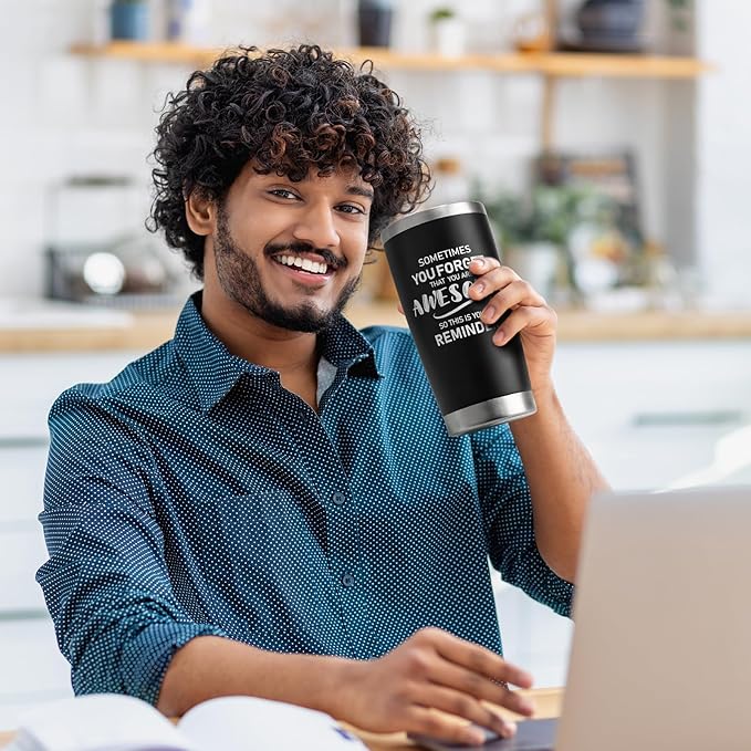 NOWWISH Gifts for Men, Inspirational Gift Tumbler, Birthday Gifts for Men Dad Father Husband Boyfriend Best Friend - Black 20oz