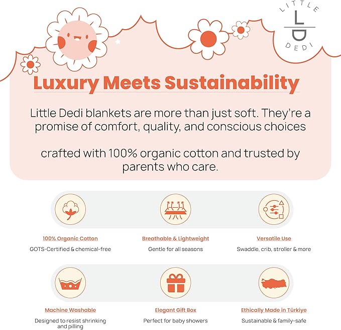 100% Organic Cotton Baby Knitted Blanket with Gift Box - Soft Toddler, Crib, Stroller Blanket - Neutral Swaddle and Receiving Blanket for Newborns, 30"x40", Harvest Pumpkin