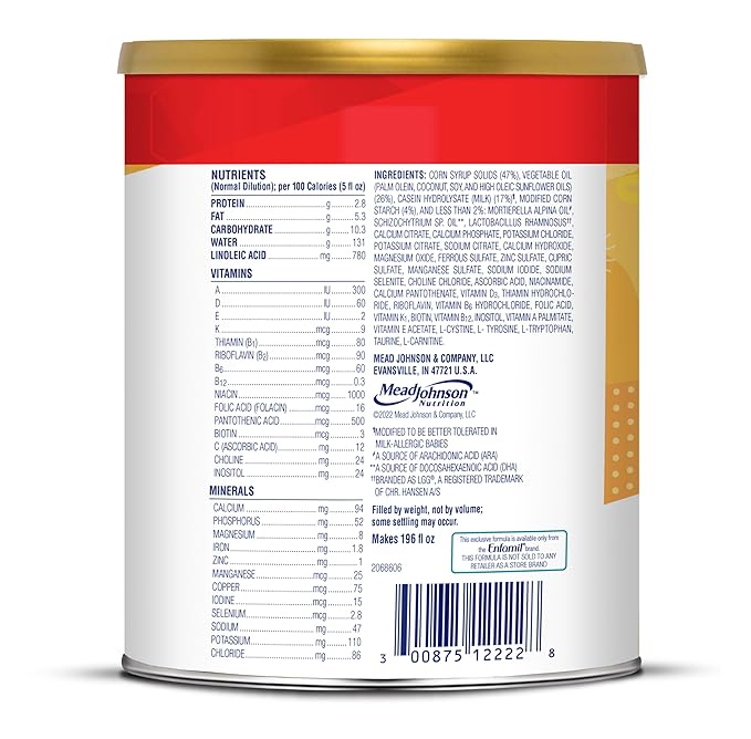 Enfamil Nutramigen Hypoallergenic Baby Formula with Iron, Lactose Free, Colic Relief from Cow's Milk Allergy Starts in 24 Hours, Brain Building DHA, Probiotic LGG for Immune Support, 27.8 Oz, 4 Count