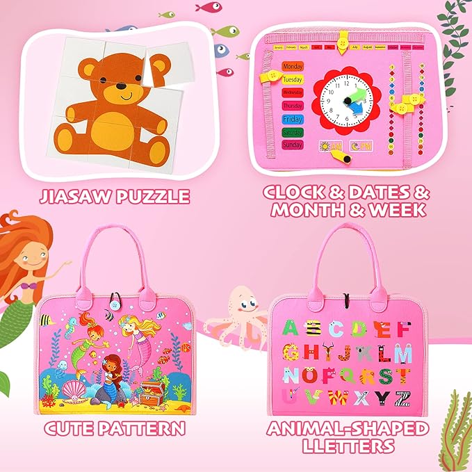 Hooku Busy Board for 1 Year Old, Montessori Sensory Toys for Toddlers 1-3, Fine Motor Learning Activities, Toddler Travel Toys, Birthday Gifts for Baby Boy or Girl