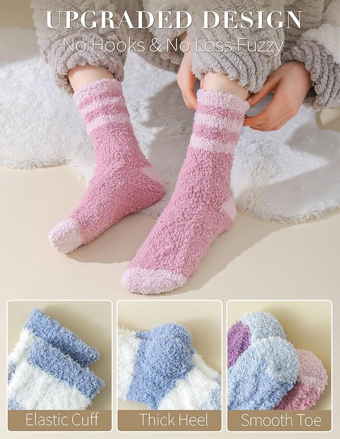TEHOOK Warm & Cozy Gifts for Women, Fluffy Fuzzy Sock, Plush Sleeping Slipper Socks - Soft Warm Fabric