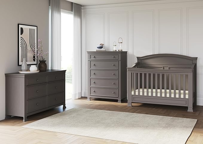 Child Craft Legacy Westgate 4-in-1 Convertible Crib, Baby Crib Converts to Day Bed, Toddler Bed and Full Size Bed, 3 Adjustable Mattress Positions, Baby Safe Finish (Chelsea Gray)
