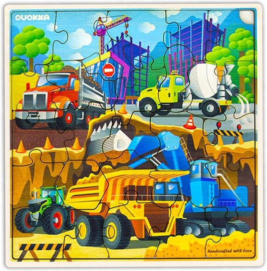 QUOKKA Wooden Transport Puzzles for Kids Ages 3-5 – 28 Pieces Toddlers Kids Puzzles Ages 4-8 Year Olds – Wood Transport Toys for Children Games for Boys and Girls 6-8 yo