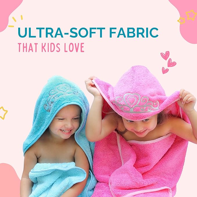 Princess Baby Bath Towel [Pink] Hooded Toddler Towels For Girls Up to 10 Years - Oversized Baby Towel With Super Absorbent 100% Cotton - Soft and Cozy Beach Towel - Full Coverage Kids Bath Towels