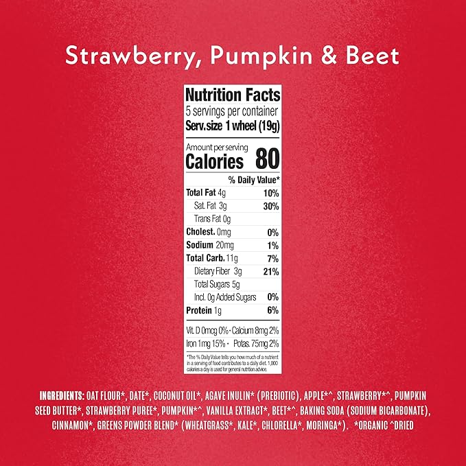 Once Upon A Farm Strawberry, Pumpkin & Beet Soft Baked Bar Snack, for Toddler, Tractor Wheels, No Added Sugar, Non GMO, 3.35 Ounces (Pack Of 8)