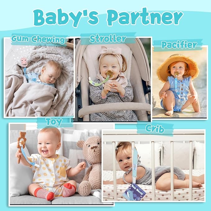 Babygoal Floral Pacifier Clips, 6 Pack Binky Paci Holder Clips and Leash for Boys and Girls Fits for Most Pacifier, Binkie Styles & Baby Teethers & Toys and Gift 6PS13