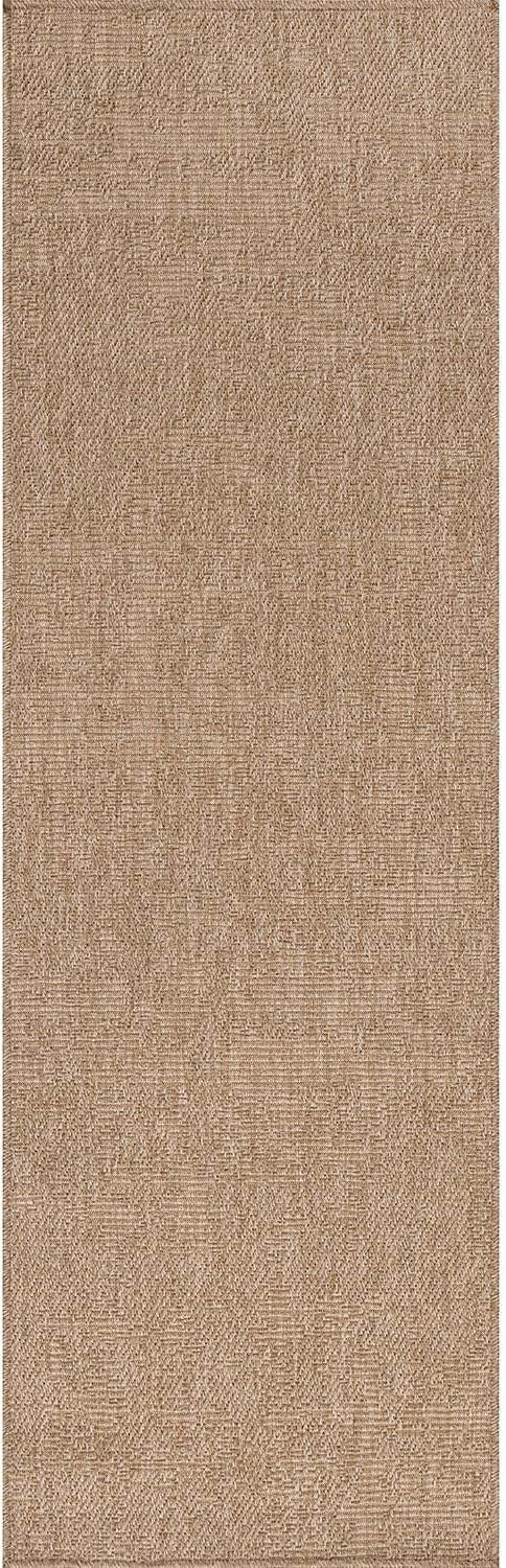 Beverly Rug Easy Jute Runner Rug 2x7 Solid Washable Durable Outdoor Indoor Area Rugs for Living Dining Room Patio Office Stain Resistant Non Shedding Casual Indoor Outside Carpet 2 x 7 Natural