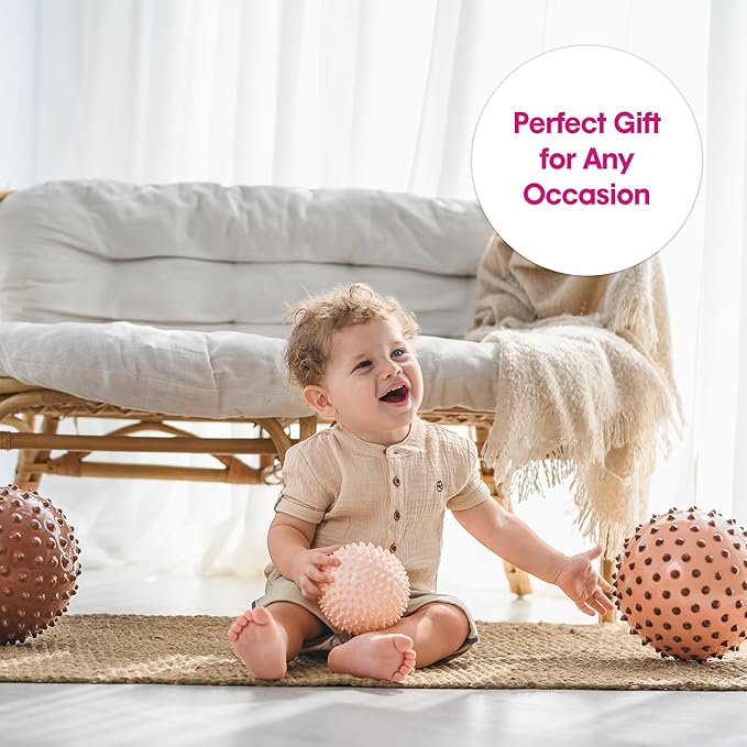 Edushape The Original Sensory Balls for Baby, Boho Chic Mega Pack - Assorted Balls That Help Enhance Gross Motor Skills for Kids Aged 6 Months & Up - Set of 4 Vibrant Unique Toddler Ball for Baby