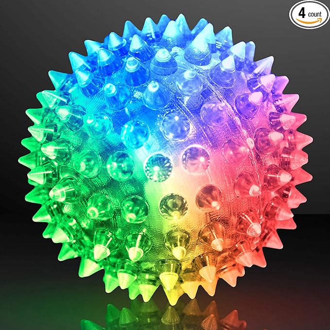 Soft Spike Flashing Light Up Bouncy Balls (Set of 6)