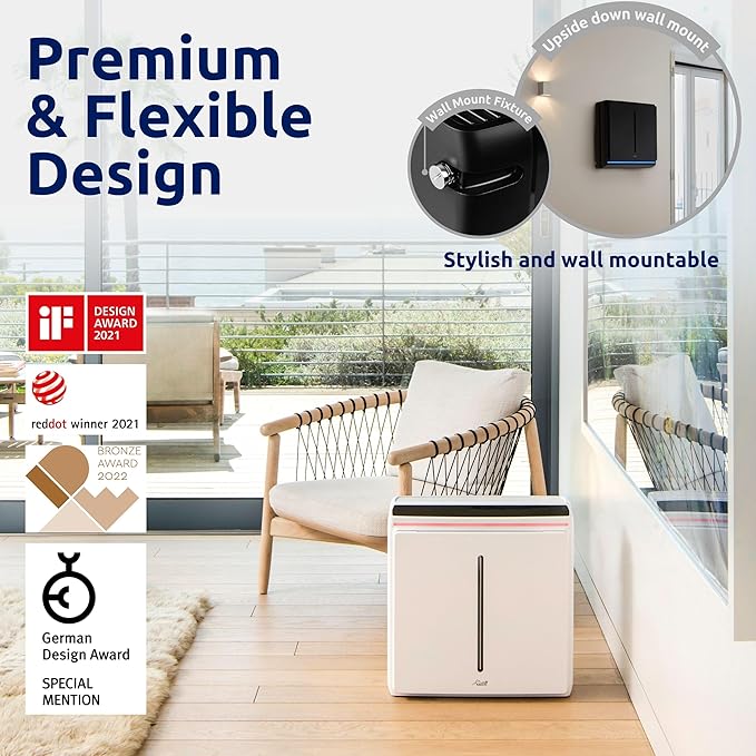 Rabbit Air, A3 SPA-1000N Air Purifiers for Home, Ultra Quiet HEPA Air Purifier - Wall Mountable Air Purifiers for Home Large Room, Allergies, Dust, Mold, Smoke & VOCs - (White, Pet Allergy Filter)
