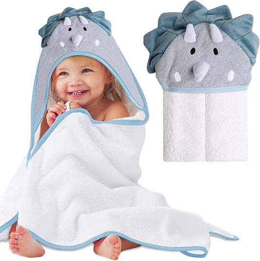 Mother's Choice Baby Hooded Towel - Large Size Cotton, Ultra-Soft & Absorbent Bath Towel for Newborns, Infants, Toddlers, Boys & Girls with Animal Hood (Dinosaur)