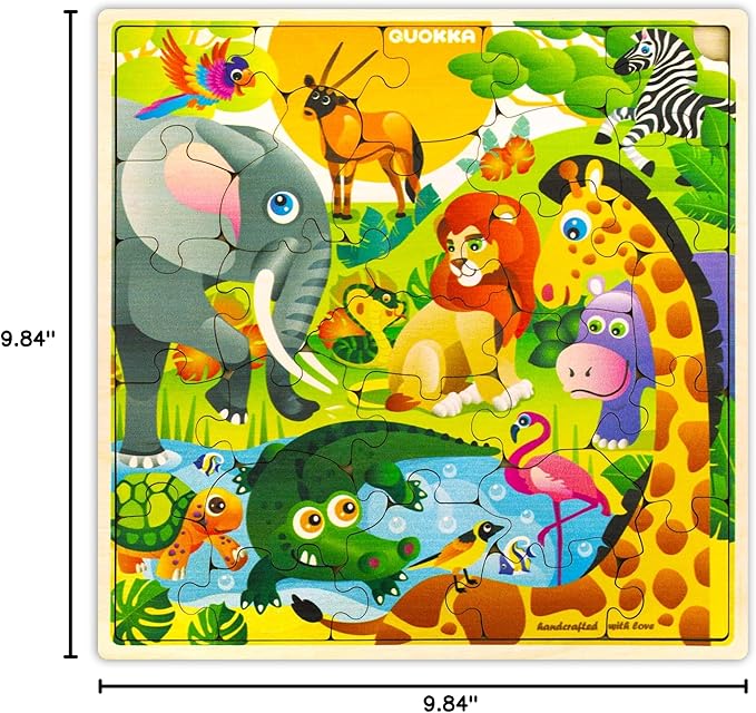 QUOKKA Wooden Africa Puzzles for Kids Ages 3-5 – 28 Pieces Toddlers Kids Puzzles Ages 4-8 Year Olds – Wood Africa Toys for Children 6-8 yo