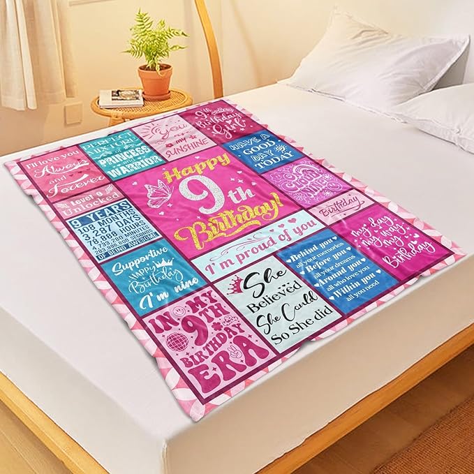 9 Year Old Girl Birthday Gifts, Gifts for 9 Year Old Girls Birthday Girls - 9th Blanket 50"X60"