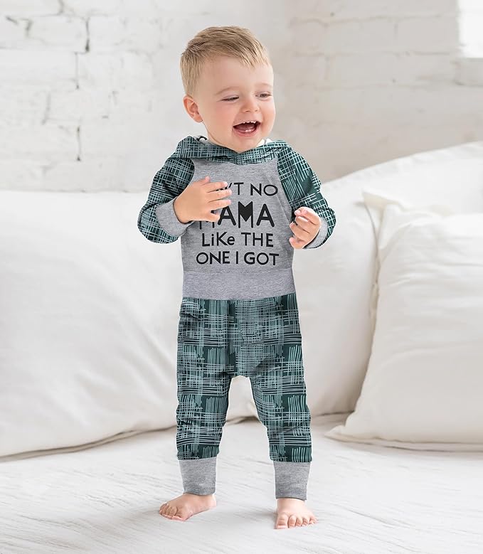 Fommy Newborn Baby Boy Clothes Plaid Letter Print Long Sleeve Hoodies + Long Pants 2PCS Fall Winter Outfits Set