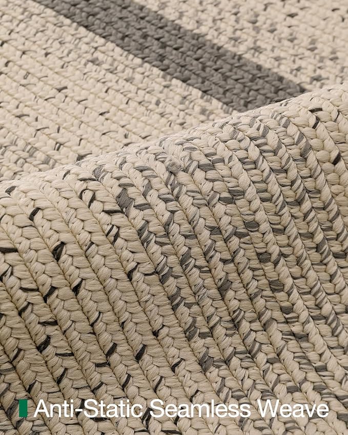 LUMI Area Rug 8x10 for Living Room, Natural Handwoven Rugs Non Slip, Farmhouse Braided Carpets No Shedding for High Traffic, Dining Room, Indoor, Outdoor, Patio