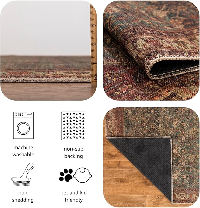 Keen Home Design 3x5 Rug - Machine Washable Entry Rug with Non-Slip Backing, Ideal for Enteryway, Kitchen, Bathroom, Laundry Room - Vintage, Easy Clean, Durable, Low Pile Rug - (3' x 5')