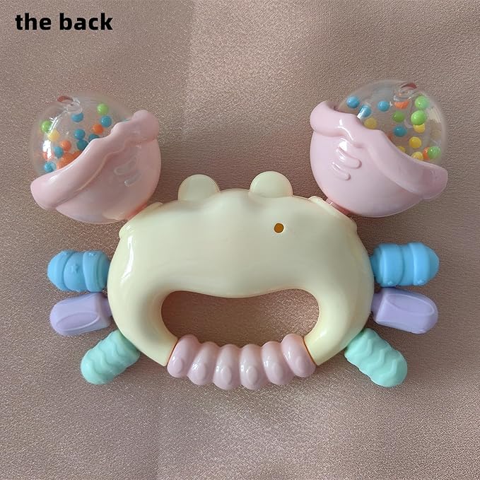 Baby Crab Rattle Toy - ABS Material, Handheld Crab Shaped Toy for Infants, Early Education Grip & Smart Toy for Newborn Boys and Girls(345A) (Yellow)