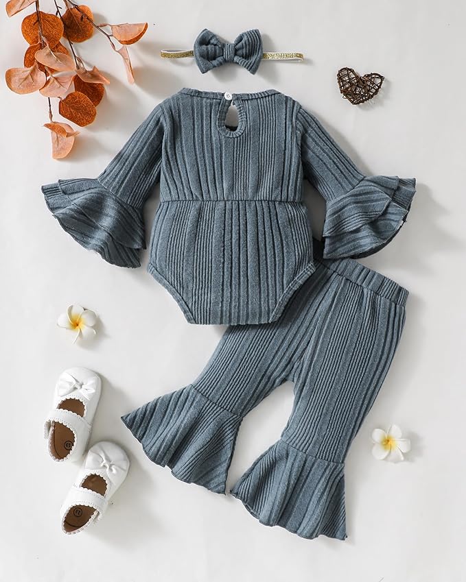 SUNNY PIGGY Baby Girl Clothes Infant Newborn Outfits Romper 0-18 Month Toddler Girls’ Clothing Pant Set