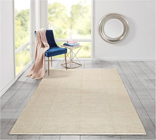 Bedding Craft Jute Cotton Matty Area Rug for Living Room 60x96 Inch - Natural - Machine Washable 5x8 Feet Rugs - 70% Jute and 30% Cotton