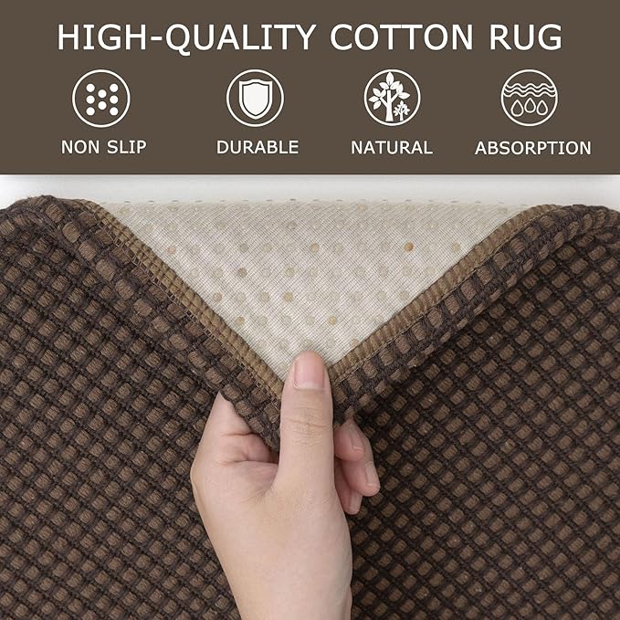 KOZYFLY Extra Long Runners for Hallways 3x18 ft Washable Kitchen Runner Non Slip Rubber Backed Hallway Rug Cotton Entryway Runner Rug Floor Carpet for Indoor Hall, Kitchen, Stair, Reddish Brown/Coffee