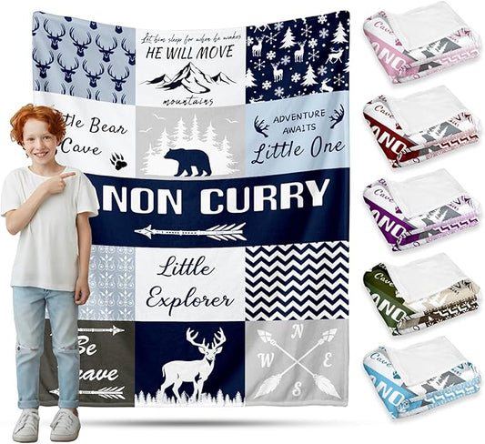 Ship Next Day, Personalized Baby Blanket for Boys Girls - Printed in USA, Custom Baby Blanket with Name Super Soft Plush Flannel, Easter Christmas Brithday Gifts for Baby Shower Kids Toddlers Newborn