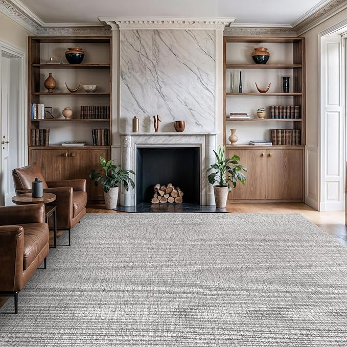 Beverly Rug Easy Jute Gray Rug 6x9 Solid Washable Durable Outdoor Indoor Area Rugs for Living Dining Room Patio Office Stain Resistant Non Shedding Casual Indoor Outside Carpet (6 x 9 Gray)