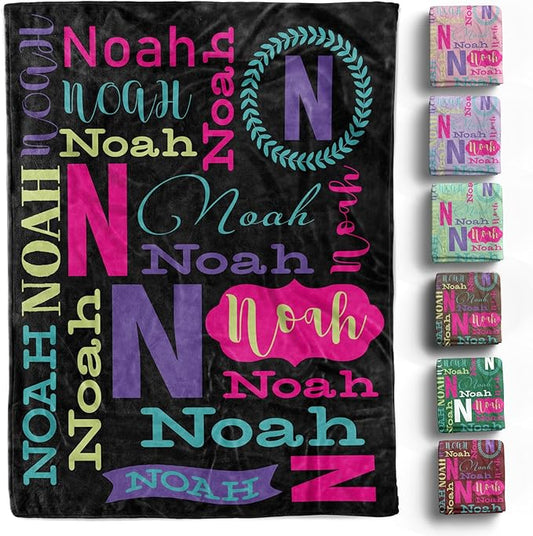 Personalized Baby Blankets for Boys, Girls, Customized Name Blanket for Kids, Custom Toddler Blanket Gifts for Birthday, Christmas, Newborn Soft Flannel Blankets