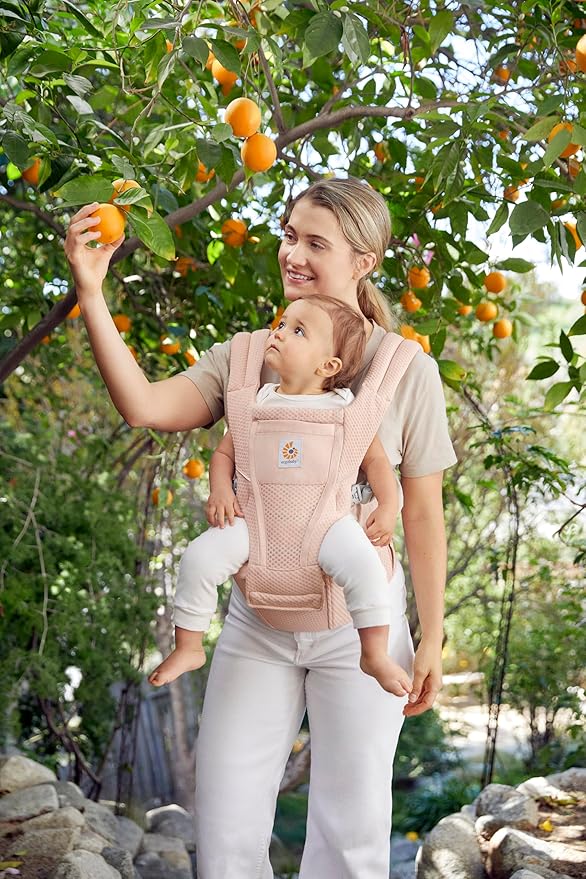 Ergobaby Alta 2-in1 Hip Seat and Carrier - All-Position Breathable Mesh Baby Carrier for 4 Months to 48 Months (12lbs - 45lbs) - SoftFlex™ Mesh - Pink Quartz