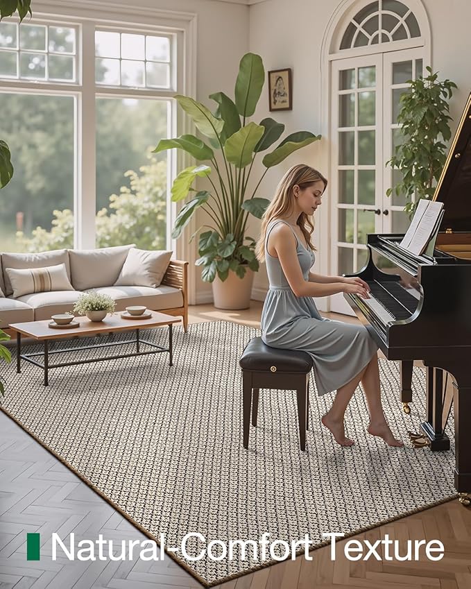 LUMI Sisal Area Rug 4x6 for Living Room, Natural Handwoven Rugs Non Slip, Farmhouse Braided Carpets No Shedding for High Traffic, Dining Room, Indoor, Outdoor, Patio