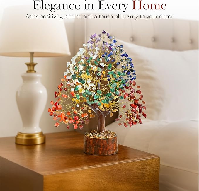 Seven Chakra Crystal Tree Birthday Gifts for Women, Healing Crystal Tree of Life Sister Birthday Gifts Room & Home Decor Gift for Mom Her Positive Energy New Home House Warming Gift Women Unique