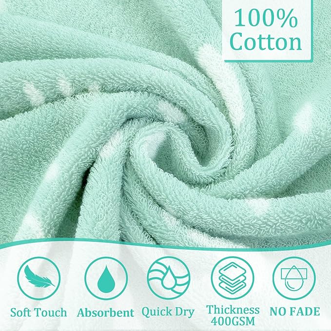 VOOVA & MOVAS Baby Hooded Bath Towel - 100% Cotton, 35.5x24 Inches,0-3Years, Super Absorbent Large Hood with Cute Dino for Newborn, Baby, Toddler,Dino