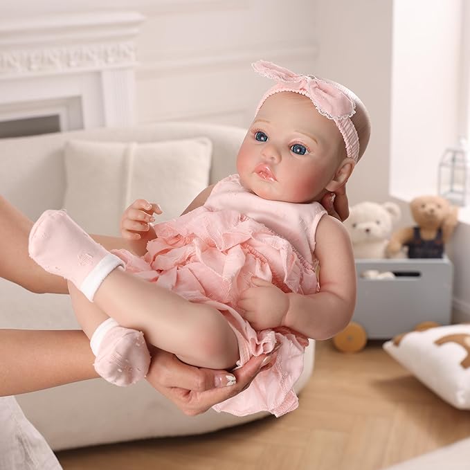Lifelike Reborn Baby Dolls, 17 Inch Soft Vinyl Realistic Newborn Baby Dolls Poseable Real Life Baby Girls Dolls with Doll Accessories and Gift Box for 3+ Year Old Girls Kids