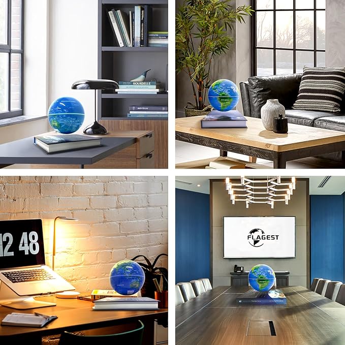 Flagest Magnetic Levitation Floating Globe 6" Rotating Globe Book Base - Gradient Night Light Color Globes With Switch Control - Birthday Anniversary Gift
