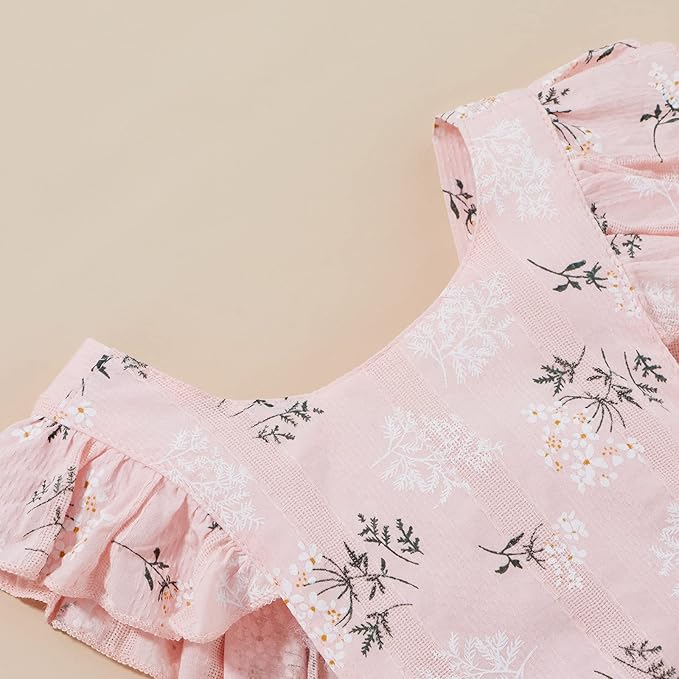 Baby Girls Floral Cotton Leotard Romper Newborn Daisy Playsuits Ruffled Sleeve Onesie Infant Jumpsuit Clothes Headband